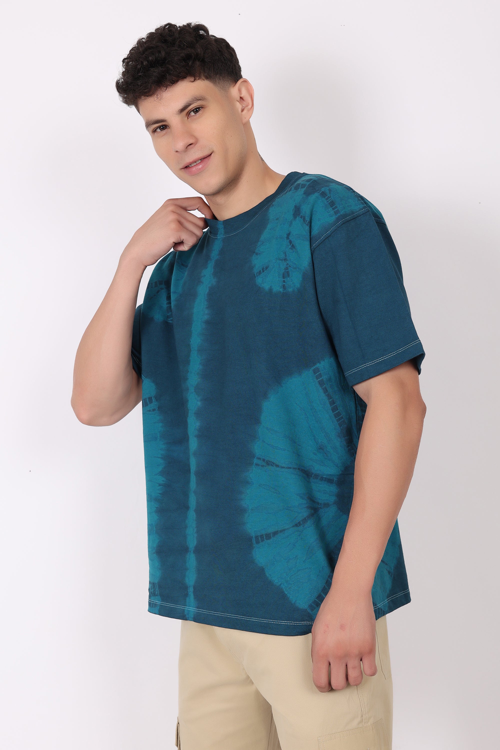 Blue Tie & Dye Plus Oversized T-Shirt