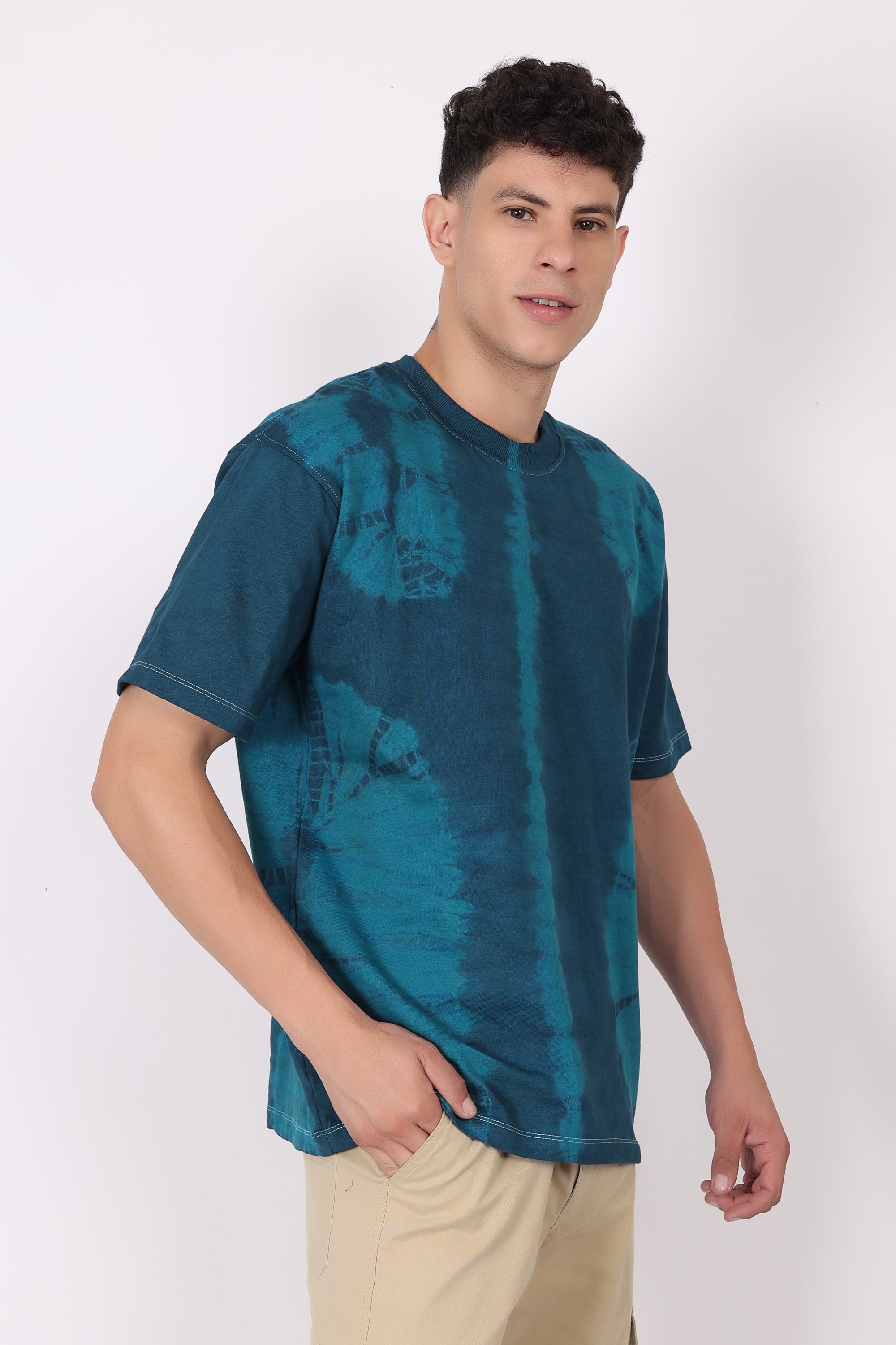 Blue Tie & Dye Plus Oversized T-Shirt