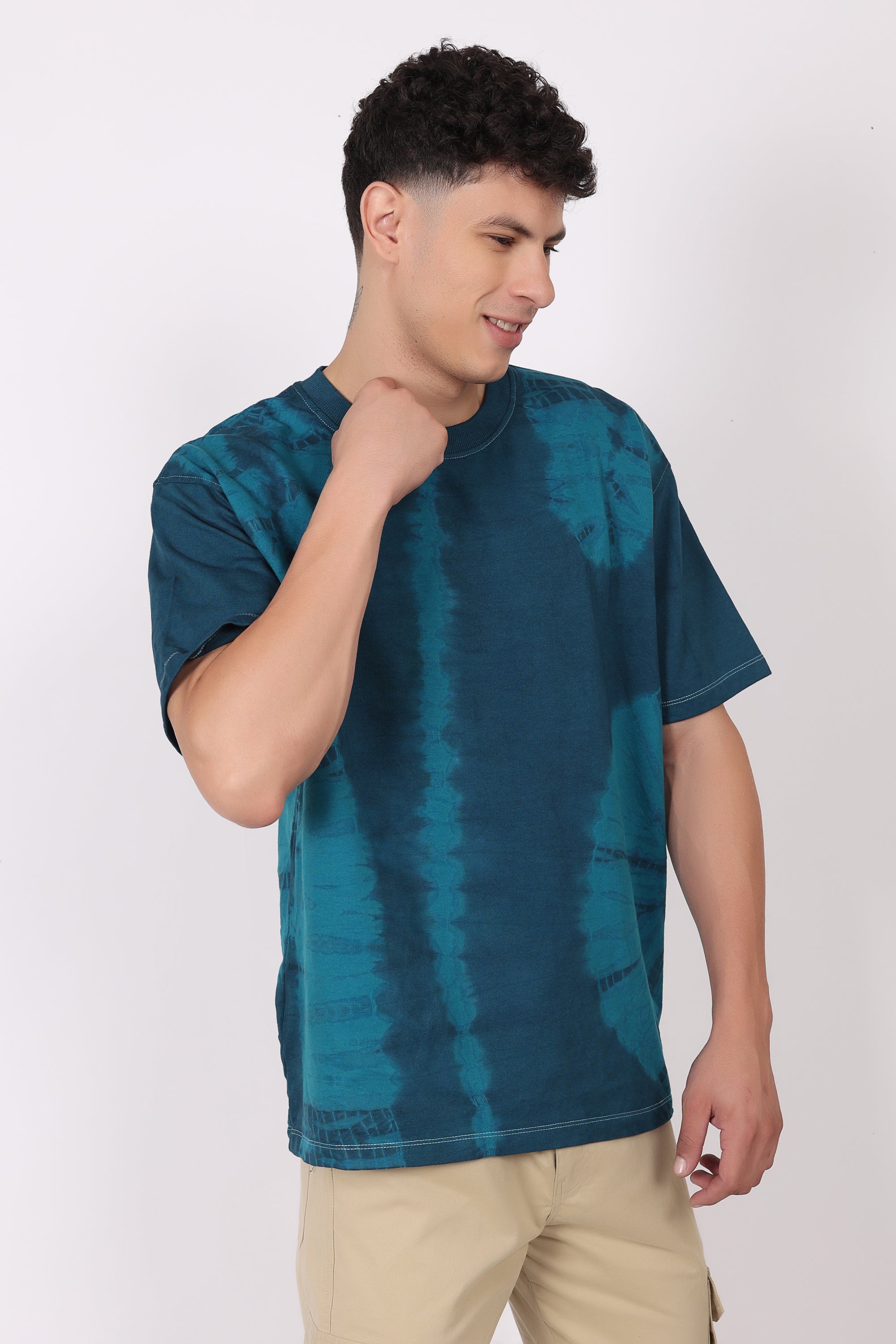 Blue Tie & Dye Plus Oversized T-Shirt